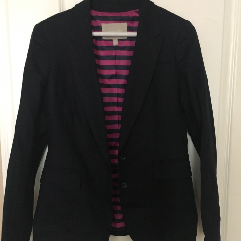 3 piece navy suit from Banana Republic